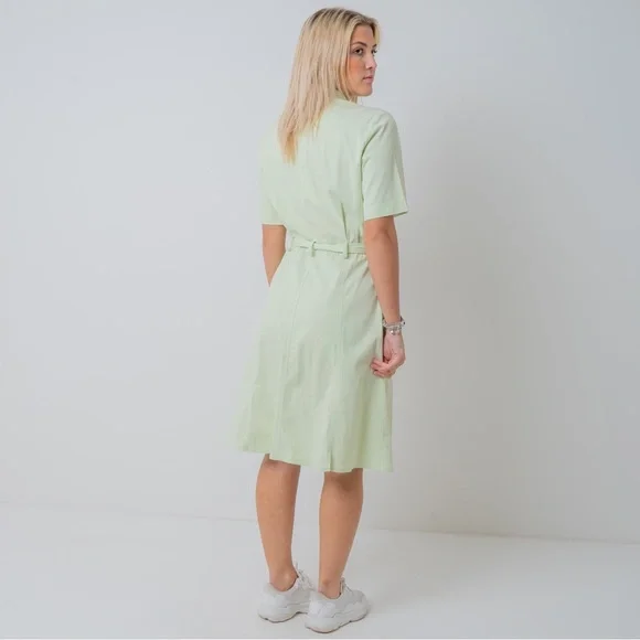 007 - Vintage 90s Pastel Green Shirt Utility Dress - M - Picture 2 of 3